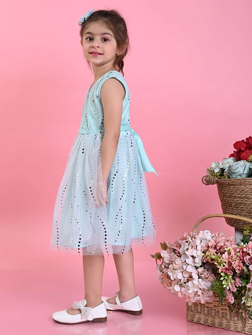 girls printed sleeveless fit & flare dress - 22093359 - Standard Image - 2