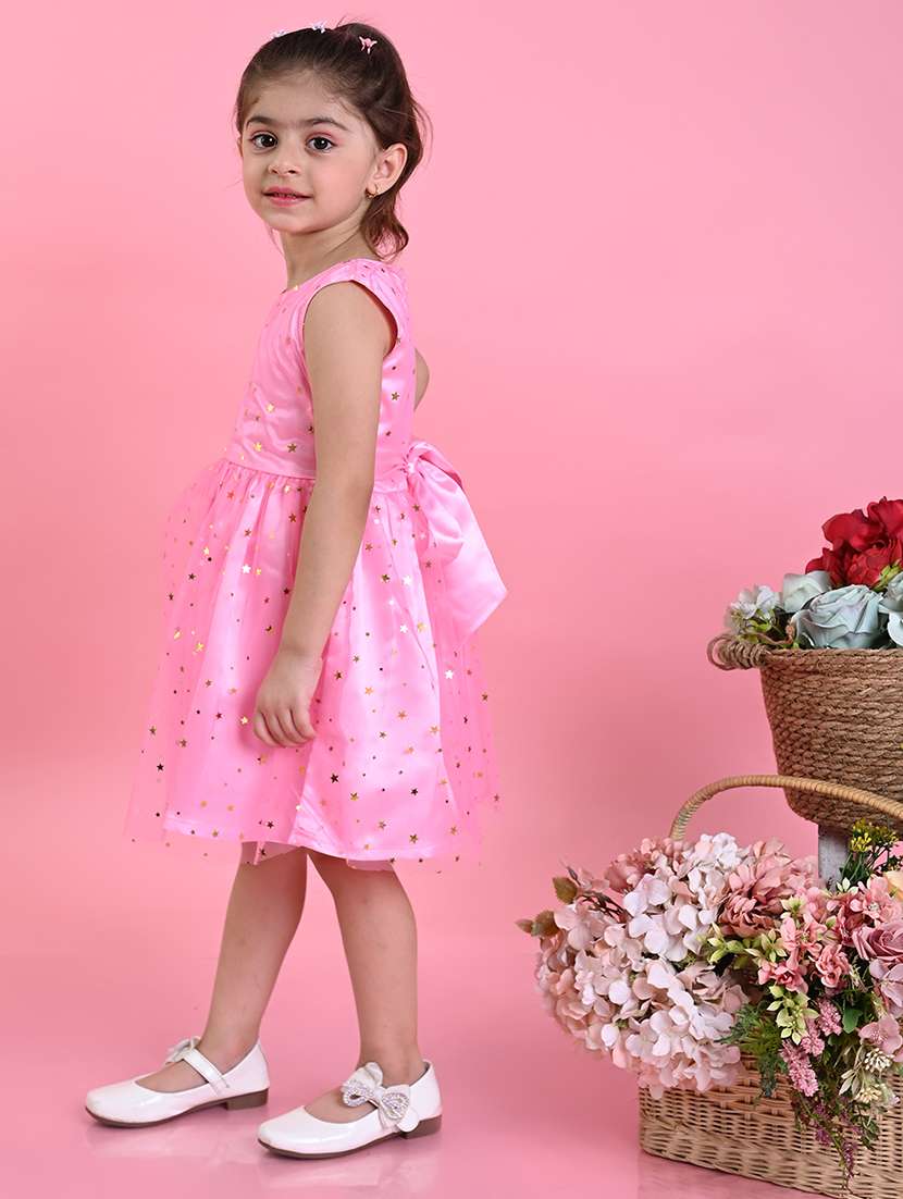 girls printed sleeveless fit & flare dress - 22093360 - Standard Image - 2
