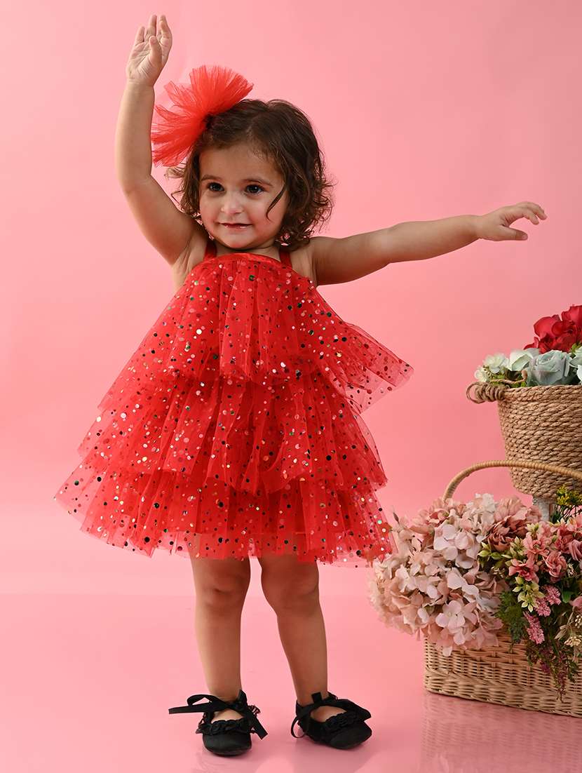 girls printed shoulder strap layered dress - 22093361 - Standard Image - 2