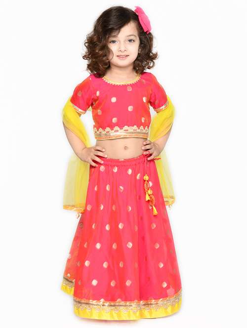 girls foil print lehenga choli with dupatta set