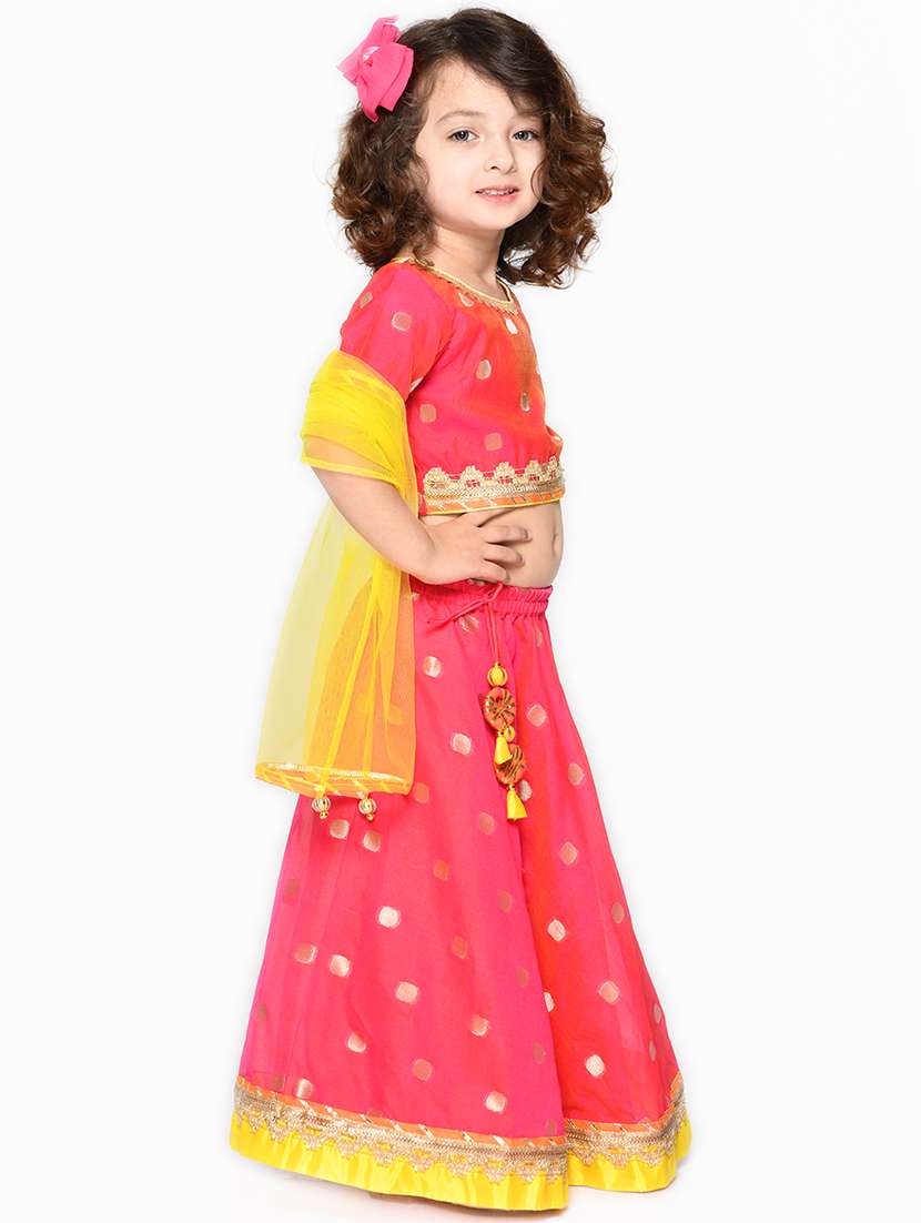girls foil print lehenga choli with dupatta set - 22093367 - Standard Image - 2