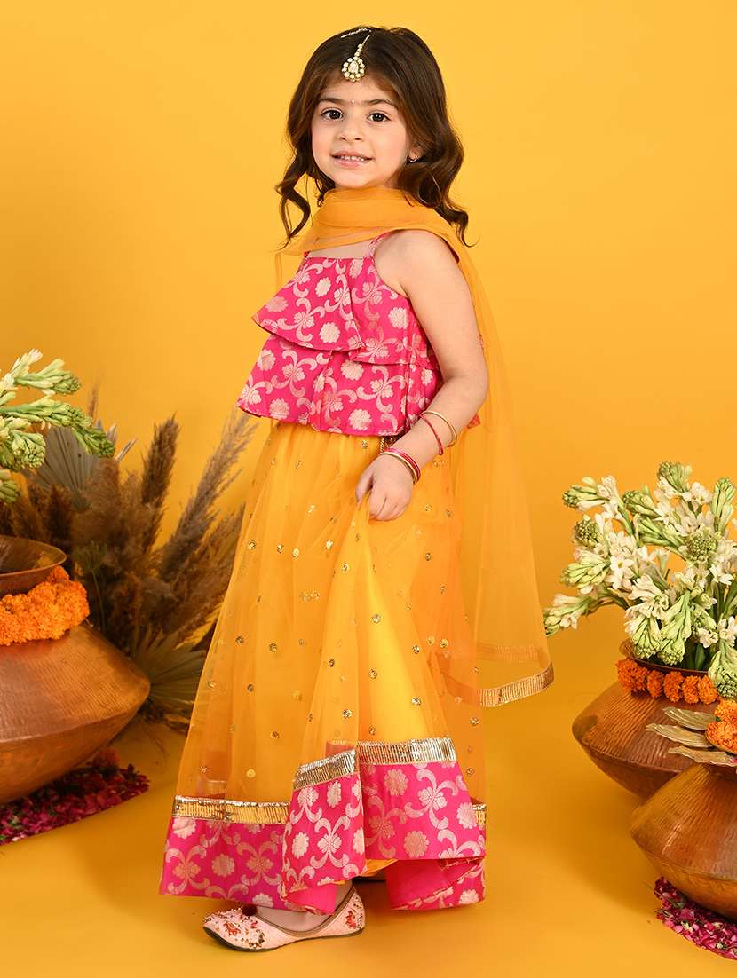 girls embellished lehenga choli with dupatta set - 22093370 - Standard Image - 2