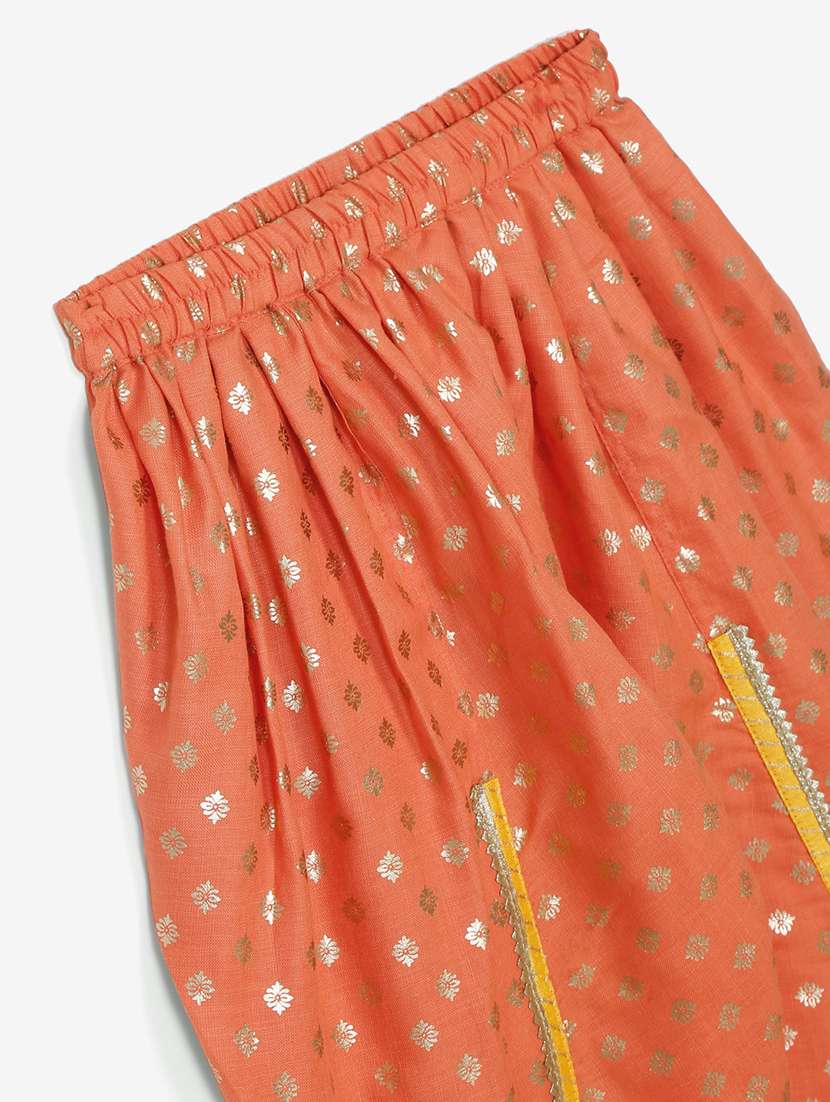 girls foil print dhoti and kurta set  - 22093382 -  Standard Image - 2