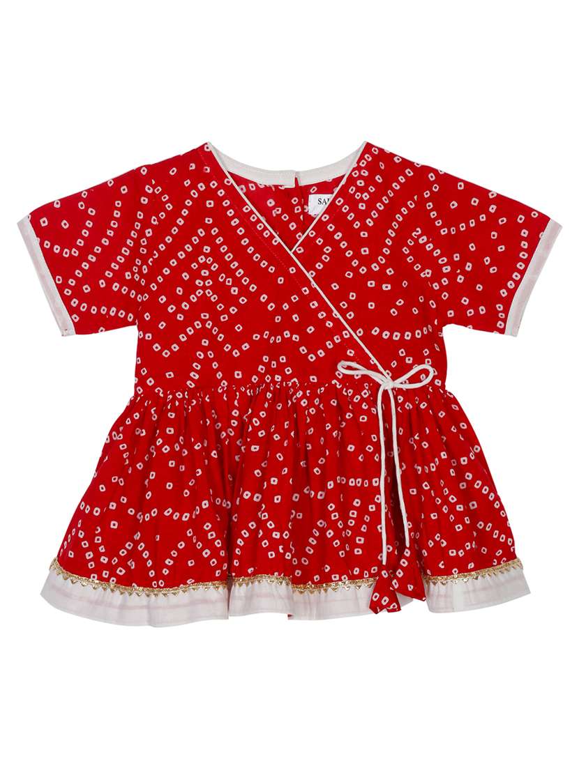 girls bandhani print kurta and dhoti set  - 22093386 -  Standard Image - 2