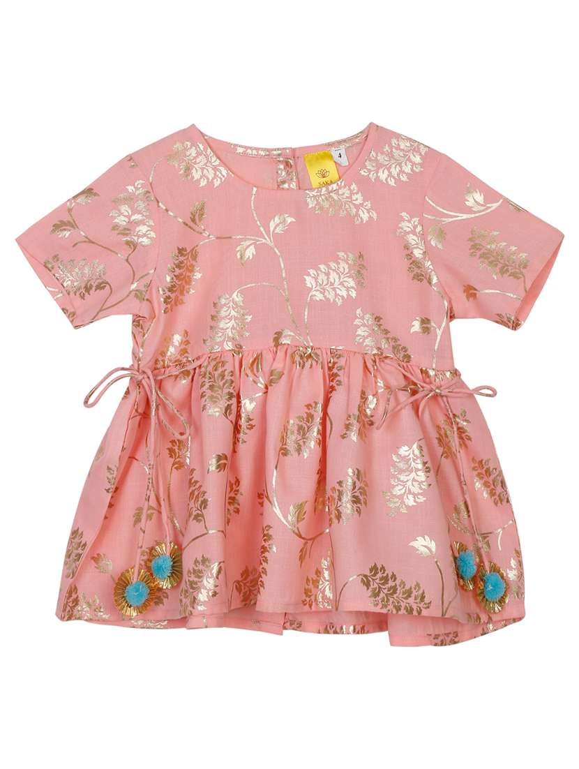 girls foil print kurta and dhoti set - 22093387 - Standard Image - 2