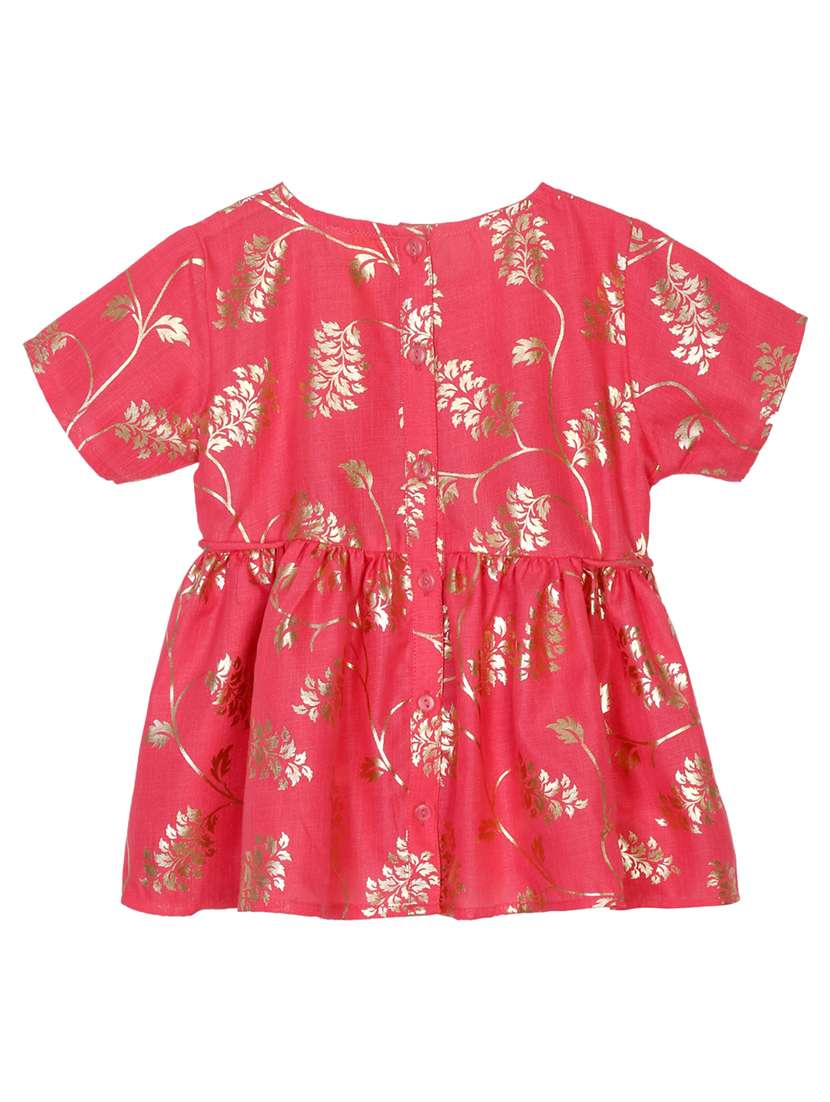 girls foil print kurta and dhoti set - 22093388 - Standard Image - 2