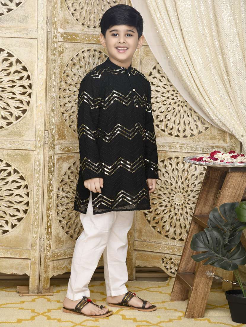 boys embellished kurta and pyjama set - 22093395 -  Standard Image - 2