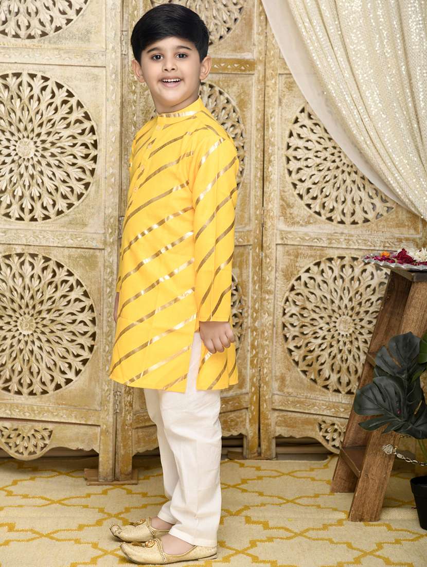 boys foil print long sleeve kurta and pyjama set - 22093397 - Standard Image - 2