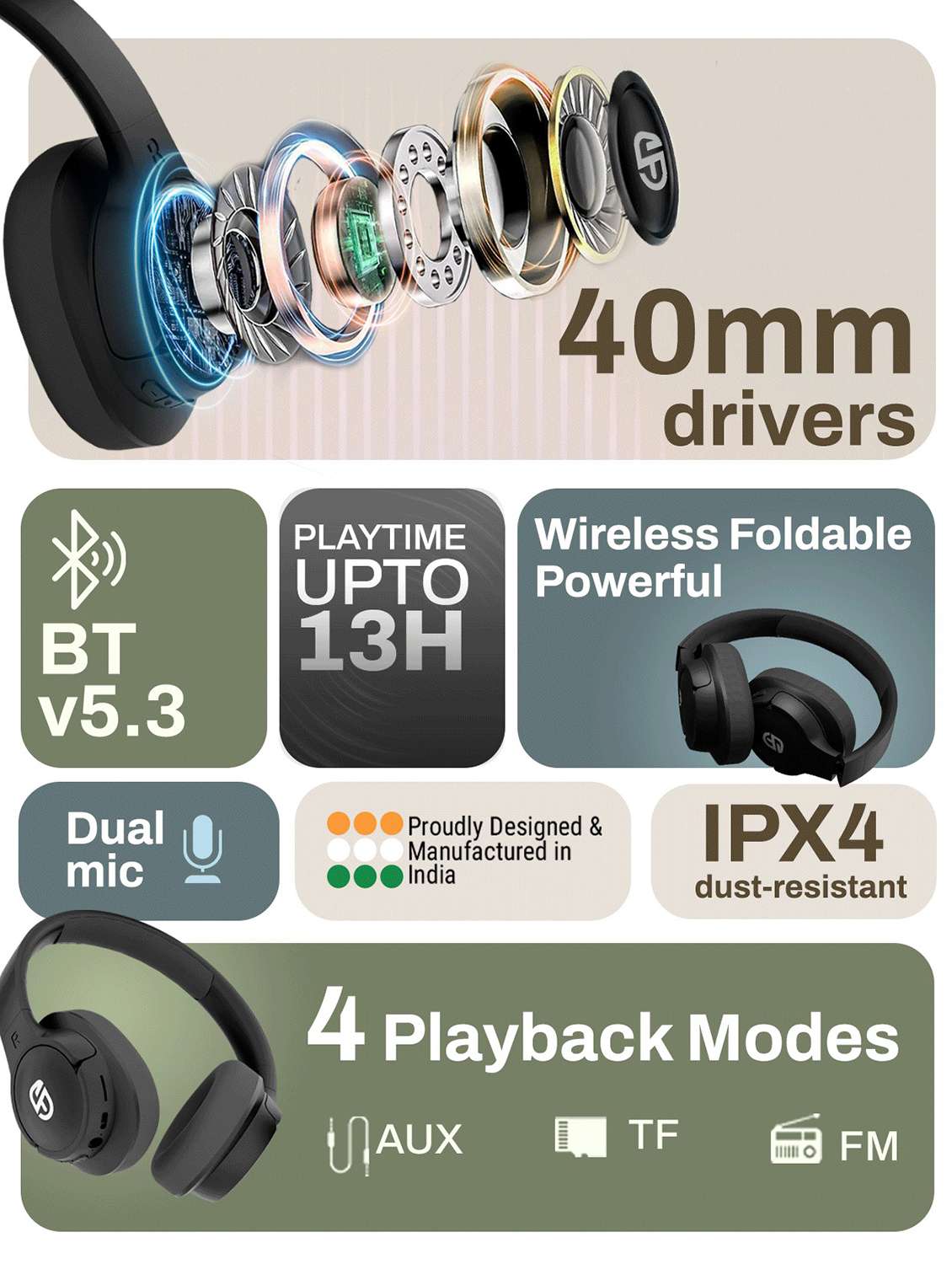 snapup snaphead vibe over the head headphone (deep black) - 22093490 -  Standard Image - 2