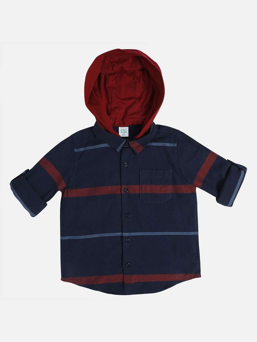 boys striped long sleeve hooded shirt