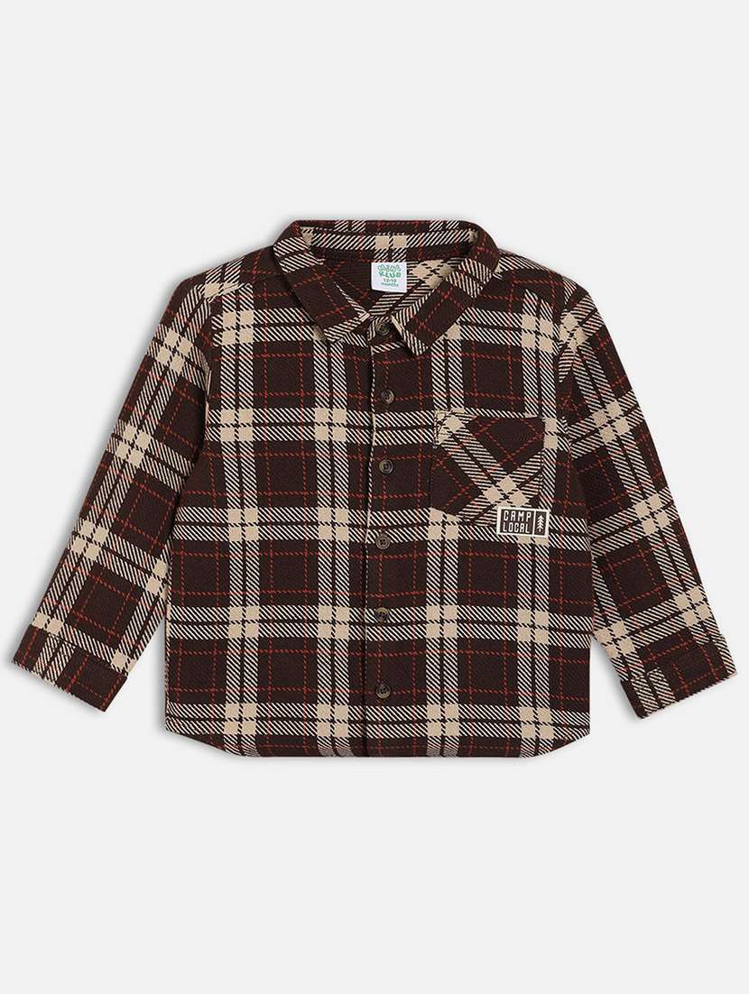 boys checkered long sleeve collared shirt