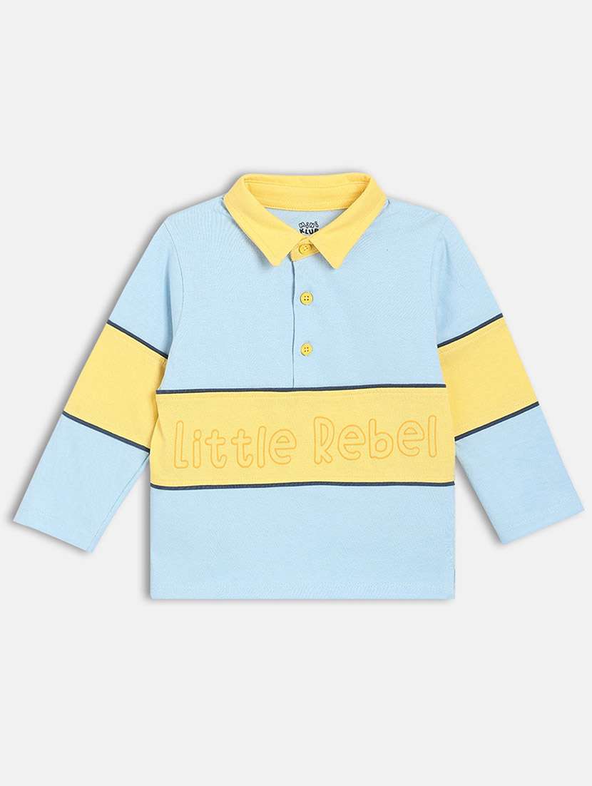 boys color blocked long sleeve polo t-shirt