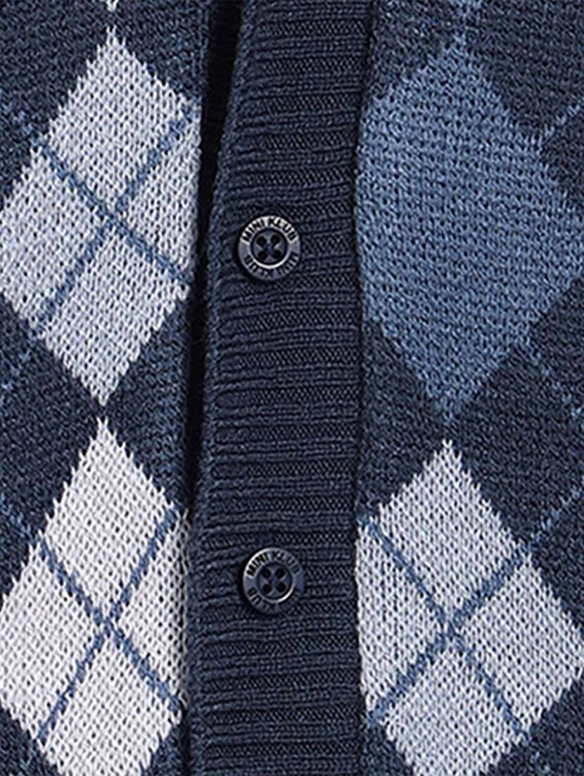 boys checkered long sleeve front open sweater - 22093645 -  Standard Image - 2