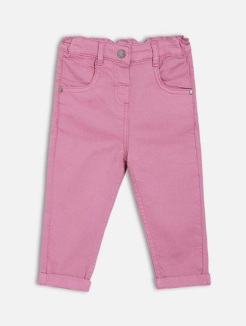 girls solid mid rise slim fit jean