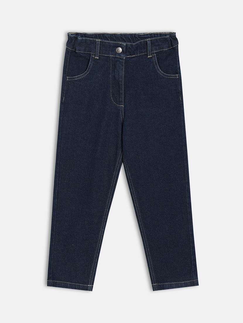 girls solid mid rise slim fit jeans