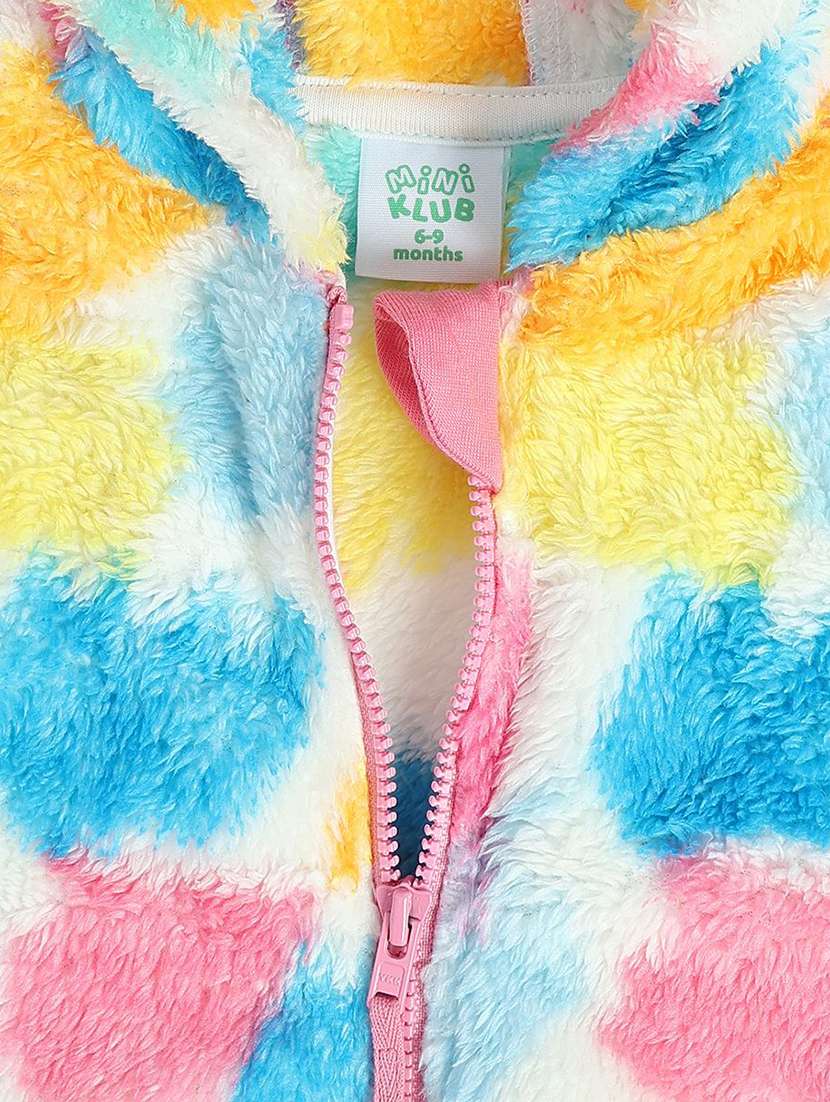 girls printed long sleeve hooded faux fur jacket - 22093796 -  Standard Image - 2