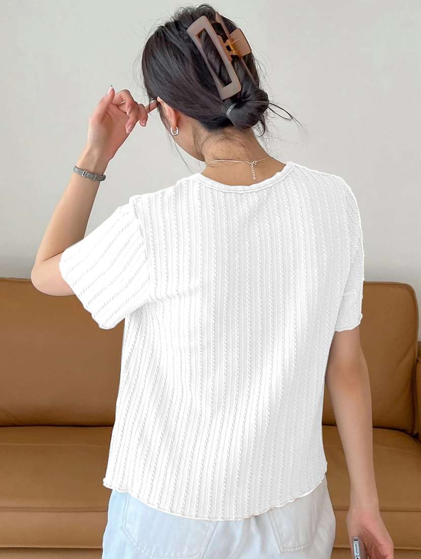 women self designed short sleeve top - 22094019 -  Standard Image - 2