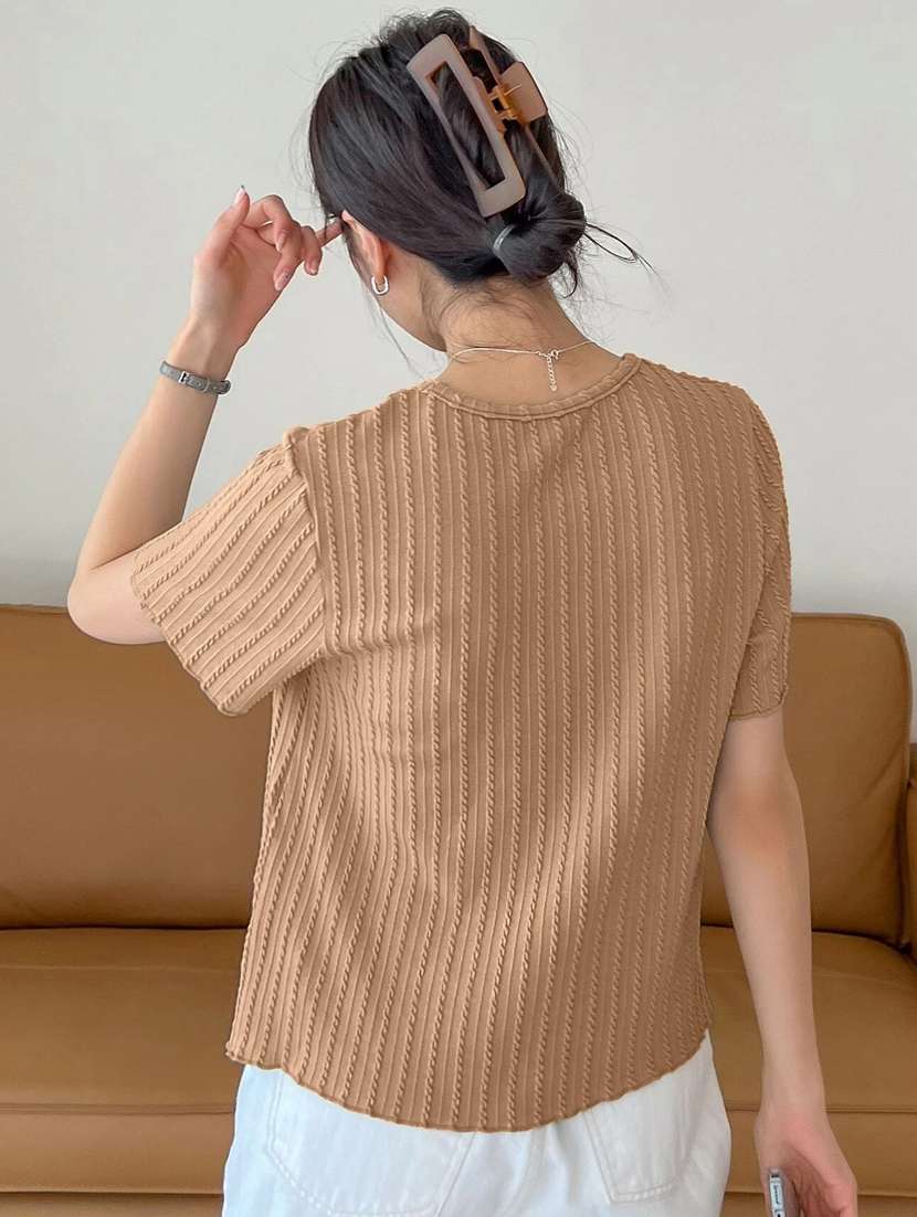 women self designed short sleeve top - 22094020 -  Standard Image - 2