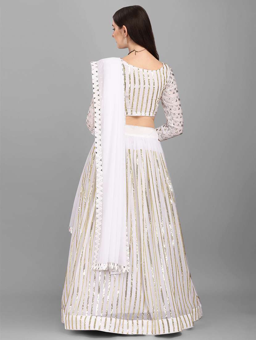 women solid with work flared stitched lehenga - 22094058 -  Standard Image - 2
