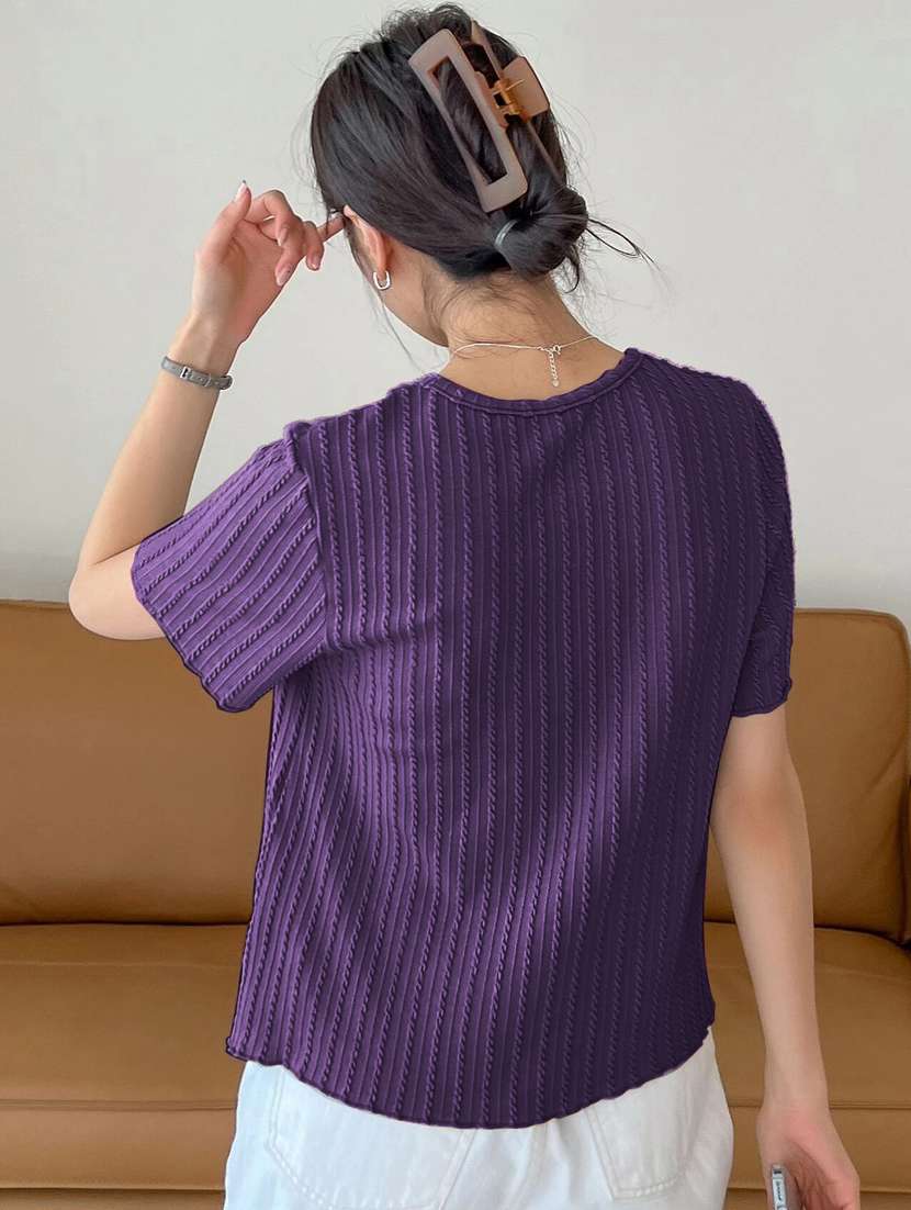 women self designed short sleeve top - 22094063 -  Standard Image - 2