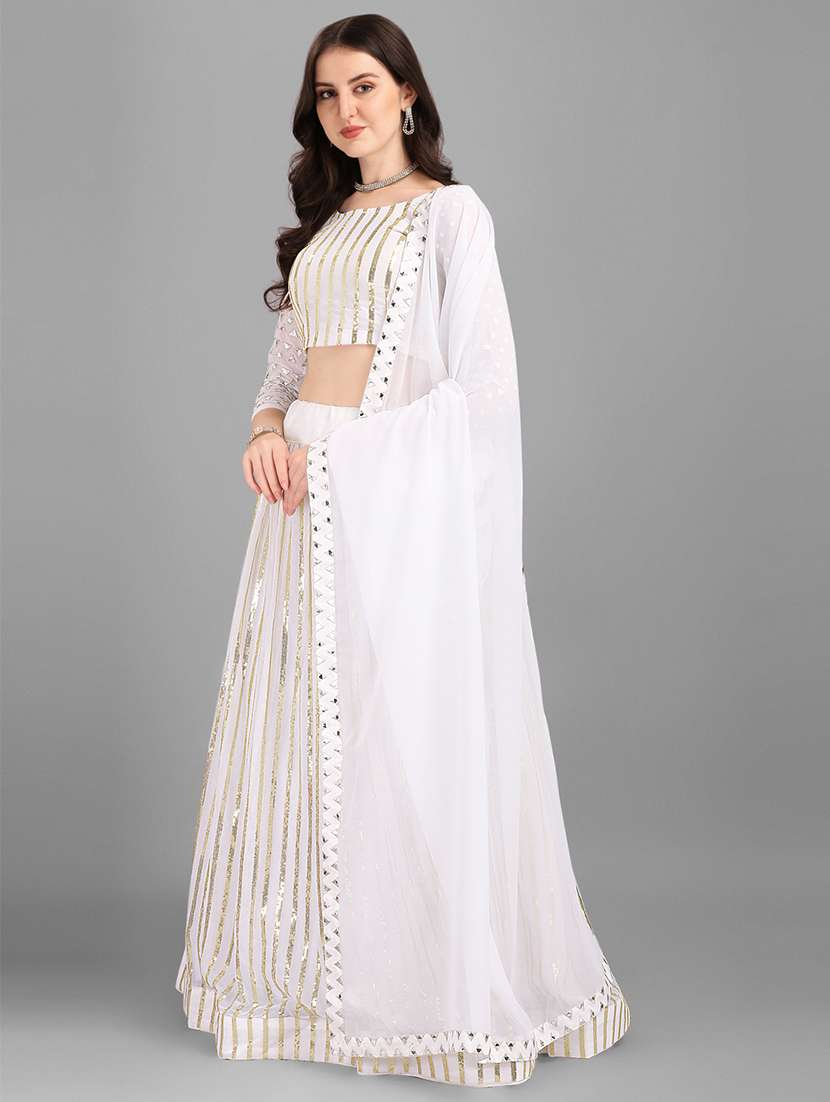 women solid with work flared stitched lehenga - 22094076 -  Standard Image - 2