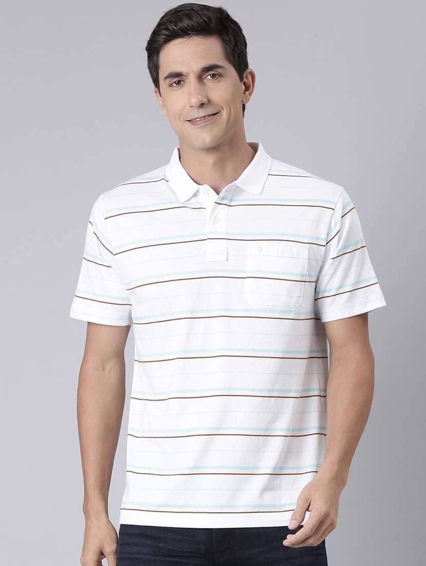 men striped short sleeve regular fit polo t-shirt