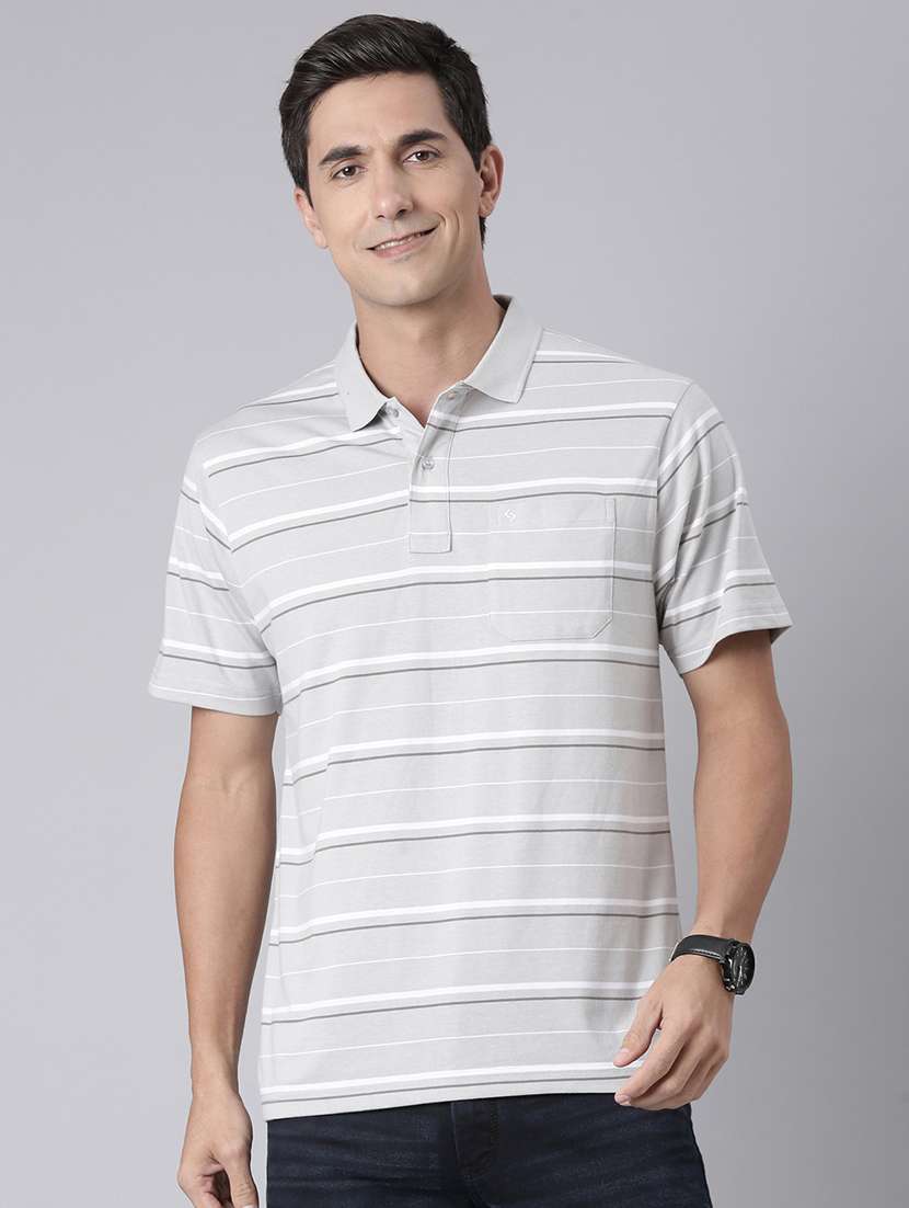 men striped short sleeve regular fit polo t-shirt