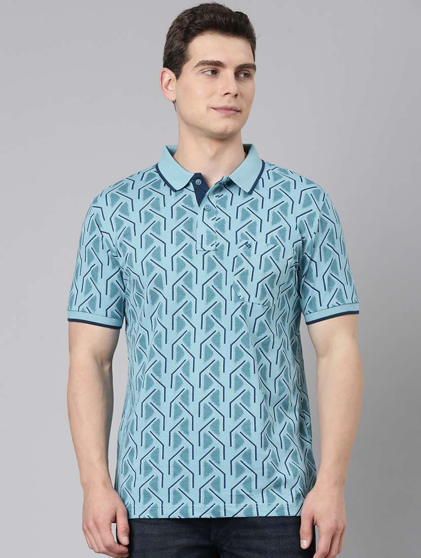 men printed short sleeve slim fit polo t-shirt