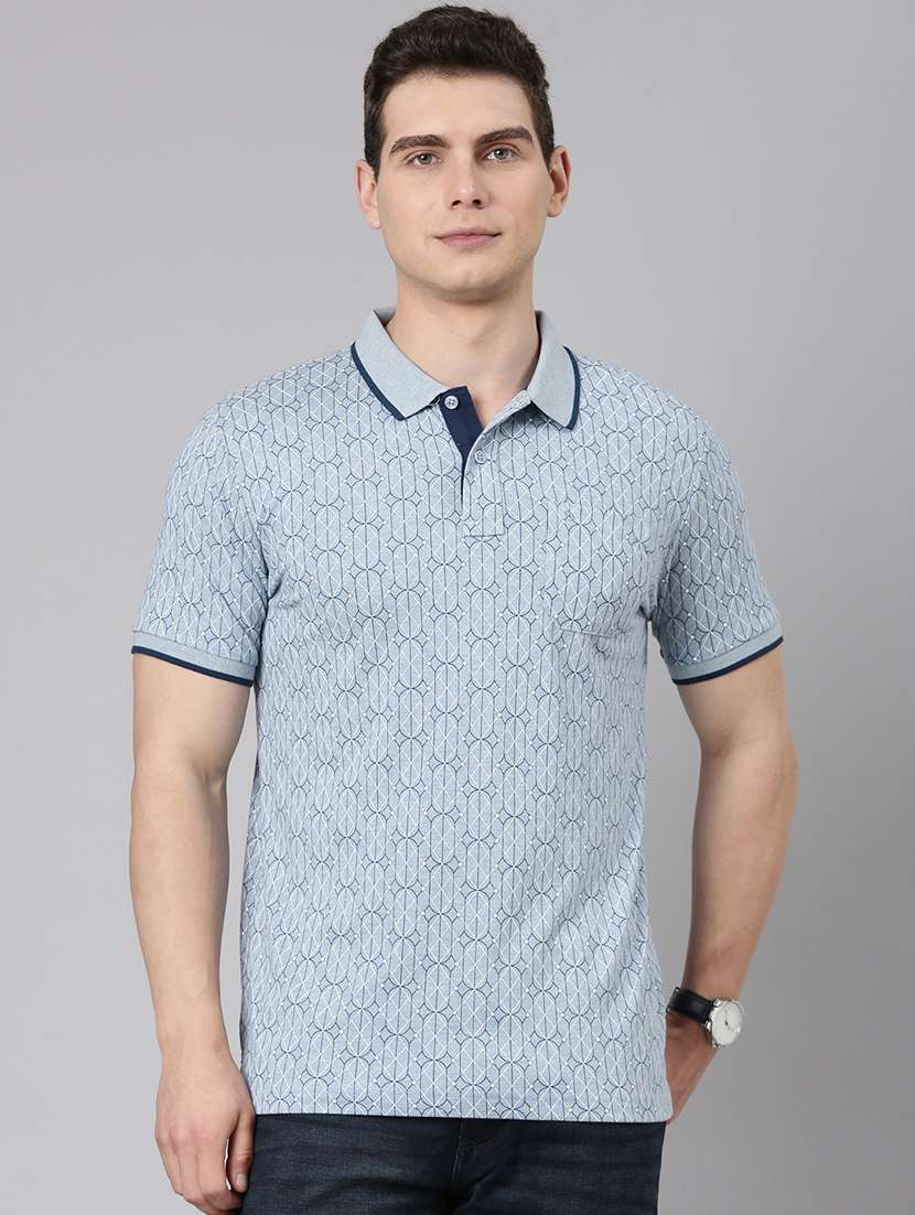 men printed short sleeve slim fit polo t-shirt