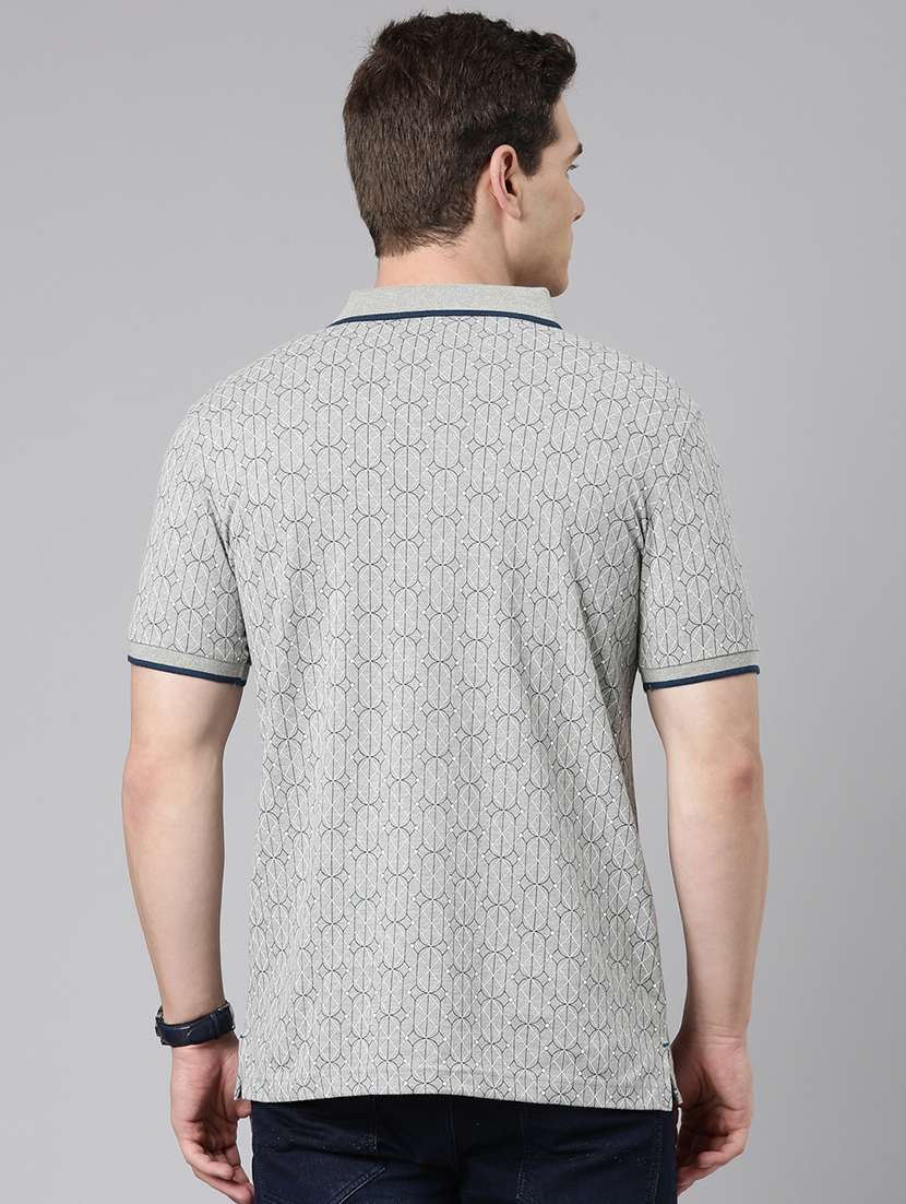 men printed short sleeve slim fit polo t-shirt - 22094093 -  Standard Image - 2