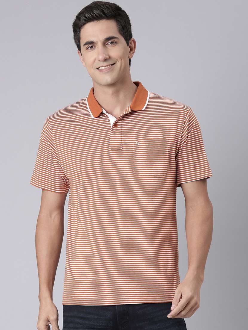 men striped short sleeve regular fit polo t-shirt