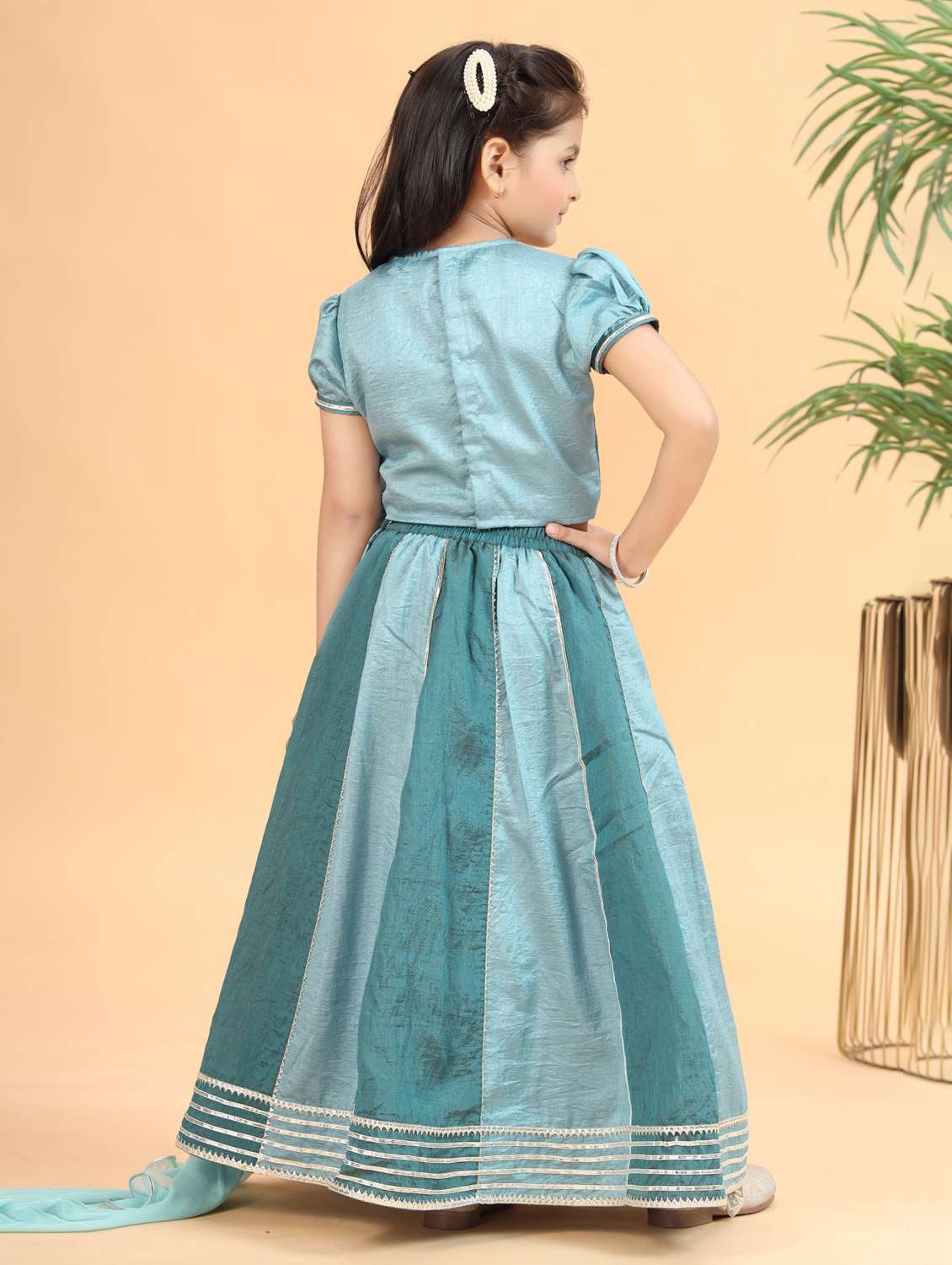 girls color blocked lehenga and choli with dupatta - 22094184 -  Standard Image - 2