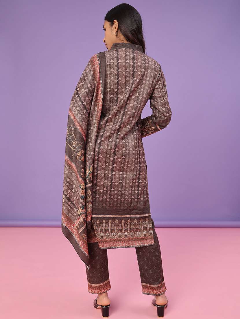 women printed long sleeve kurta pant with dupatta set - 22094379 -  Standard Image - 2