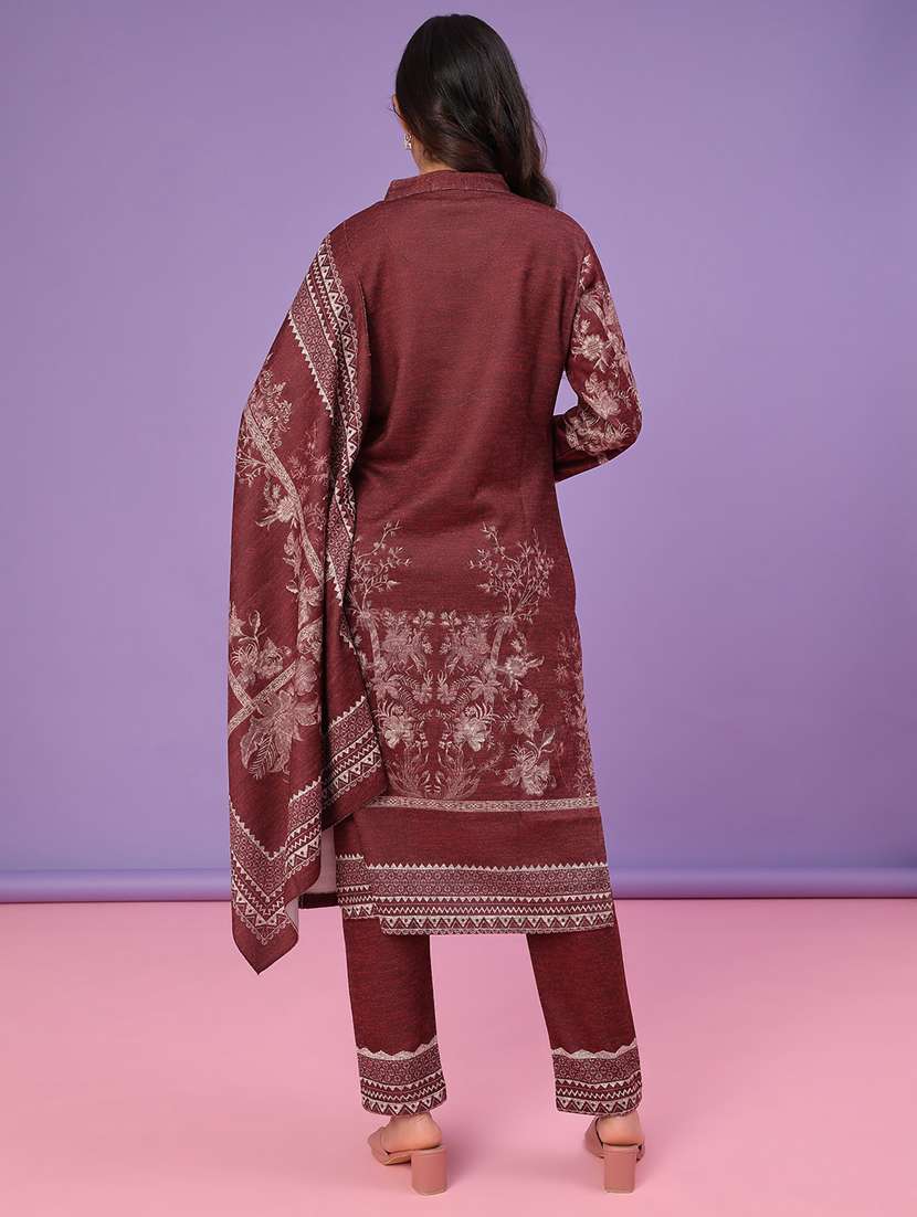 women printed long sleeve kurta pant with dupatta set - 22094402 -  Standard Image - 2