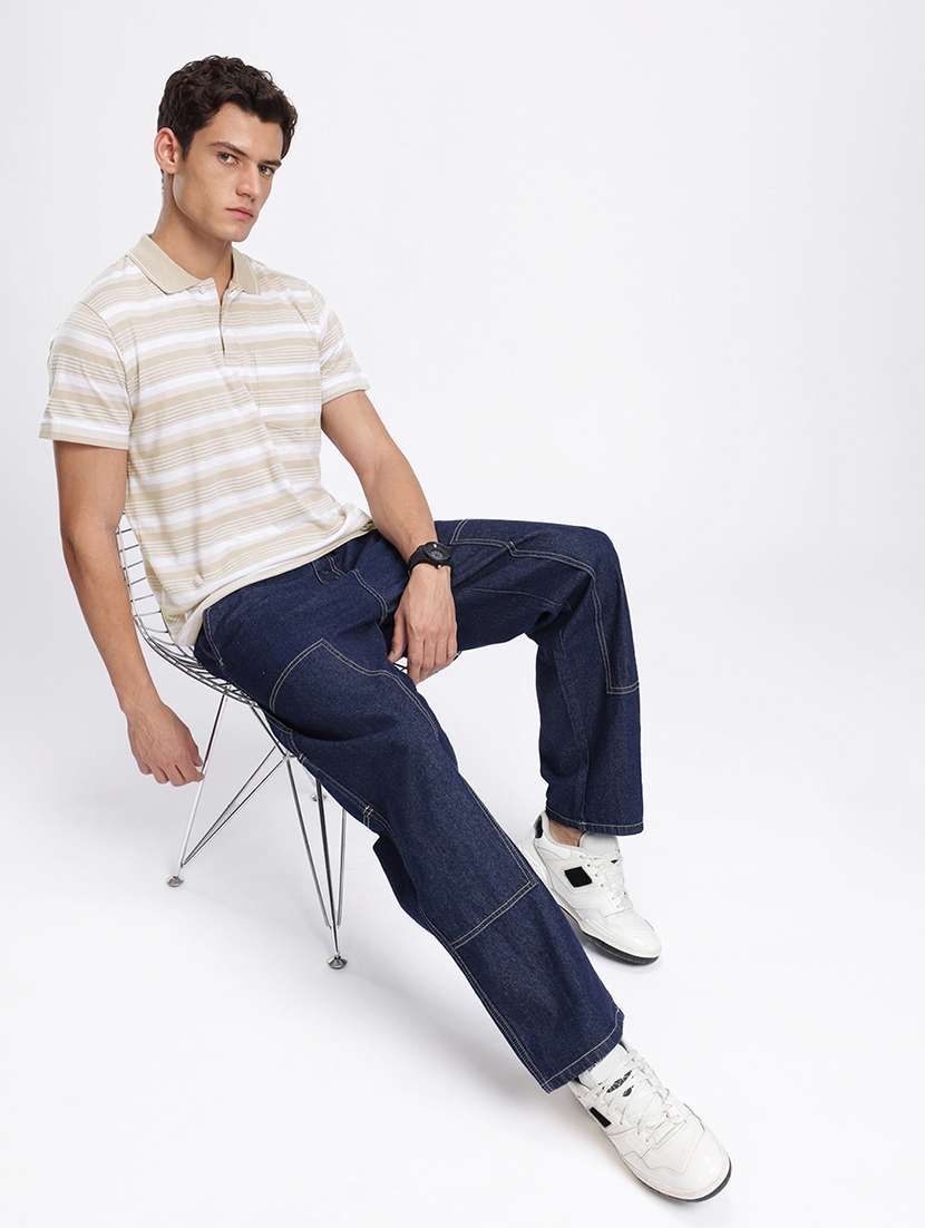 men striped short sleeve regular fit polo t-shirt - 22094409 -  Standard Image - 2