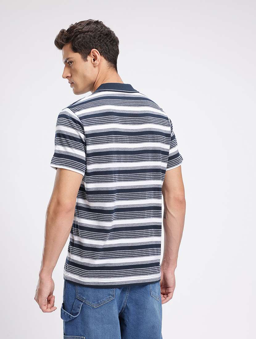 men striped short sleeve regular fit polo t-shirt - 22094411 -  Standard Image - 2