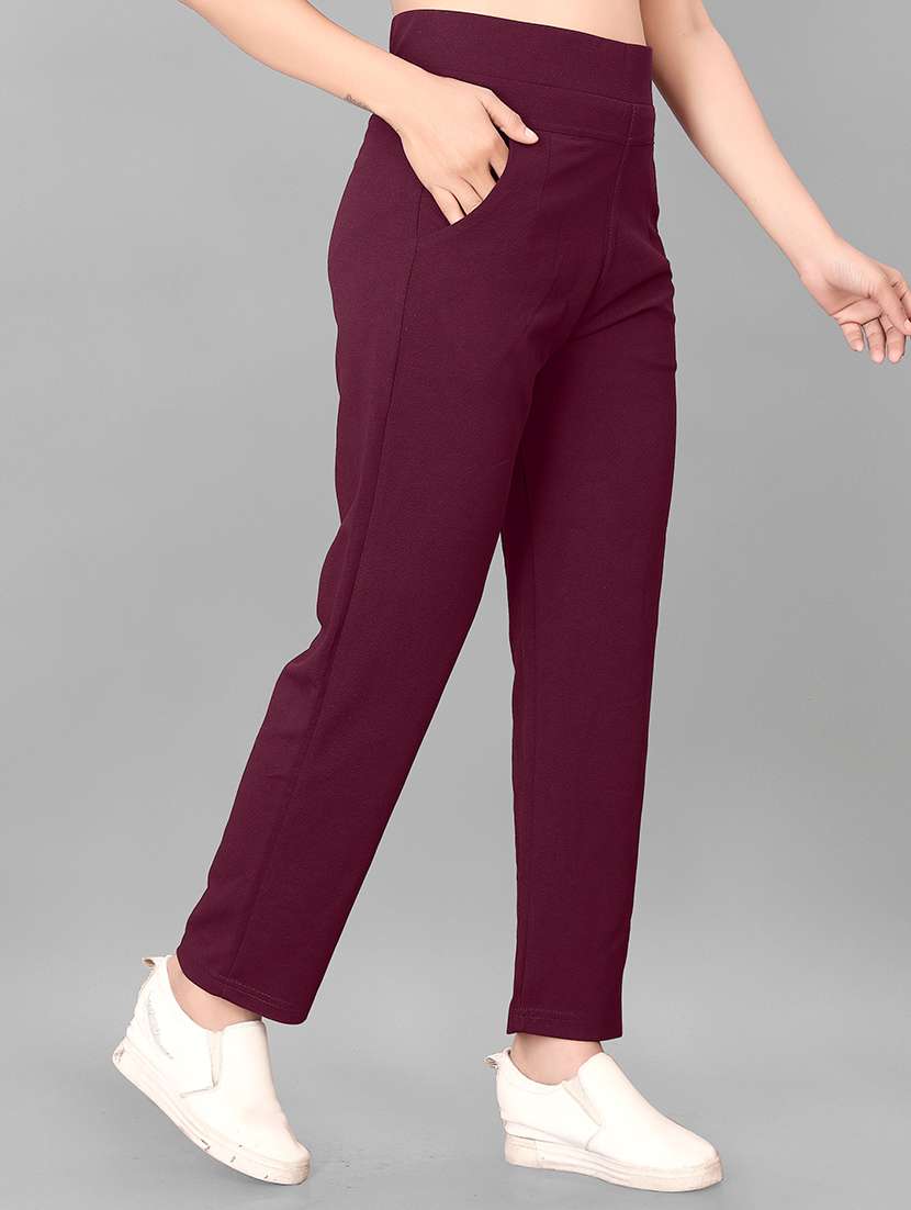 women solid mid rise straight trouser - 22094418 -  Standard Image - 2