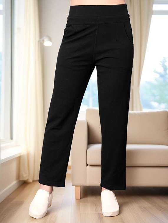 women solid mid rise straight trouser - 22094422 -  Zoom Image - 0