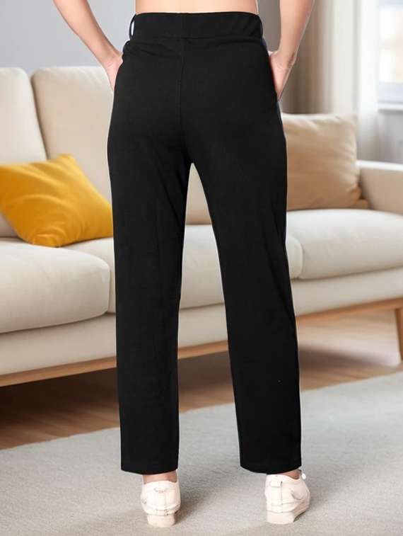 women solid mid rise straight trouser - 22094422 - Standard Image - 2