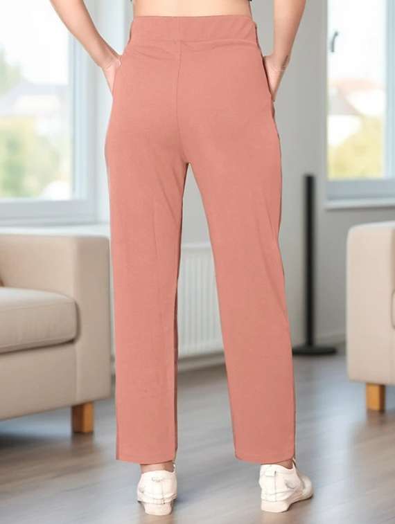 women solid mid rise straight trouser - 22094425 -  Standard Image - 2