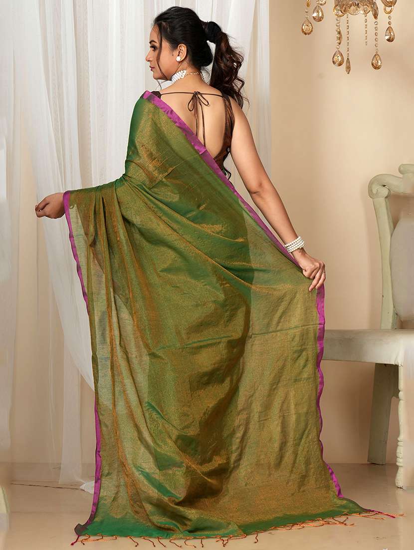 women solid handloom saree with blouse - 22094449 -  Standard Image - 2