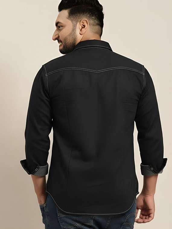 men solid long sleeve regular fit denim casual shirt - 22094473 -  Standard Image - 2