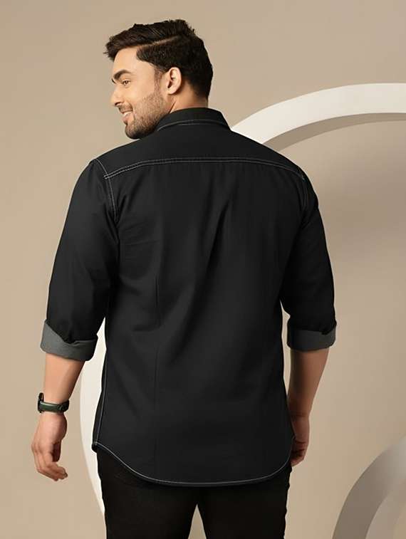 men solid long sleeve regular fit denim casual shirt - 22094488 -  Standard Image - 2