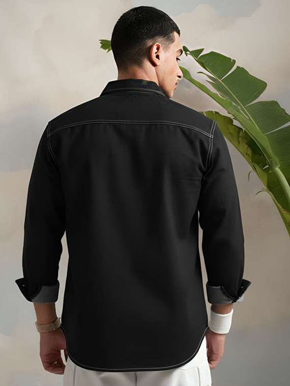 men solid long sleeve regular fit denim casual shirt - 22094497 -  Standard Image - 2