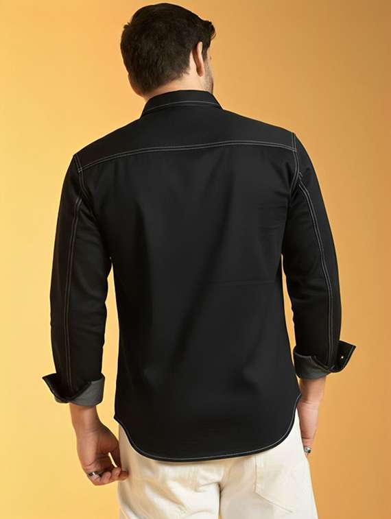 men solid long sleeve regular fit denim casual shirt - 22094502 -  Standard Image - 2