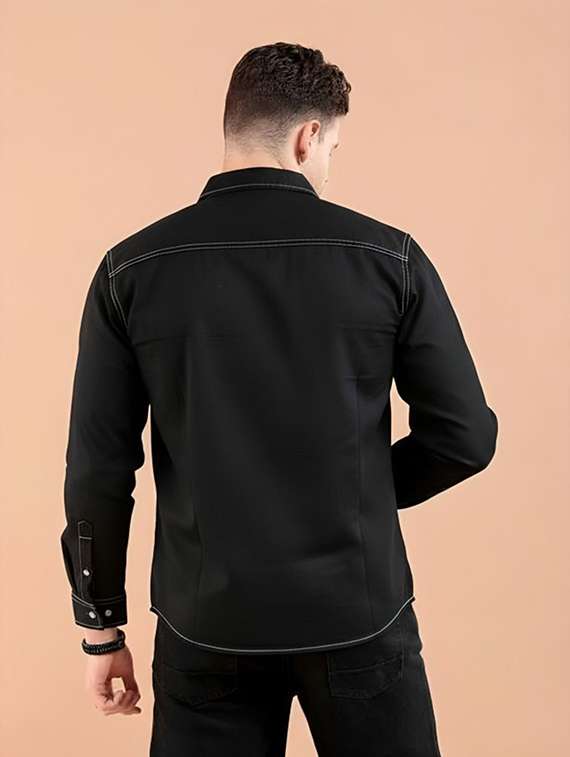 men solid long sleeve regular fit denim casual shirt - 22094504 -  Standard Image - 2