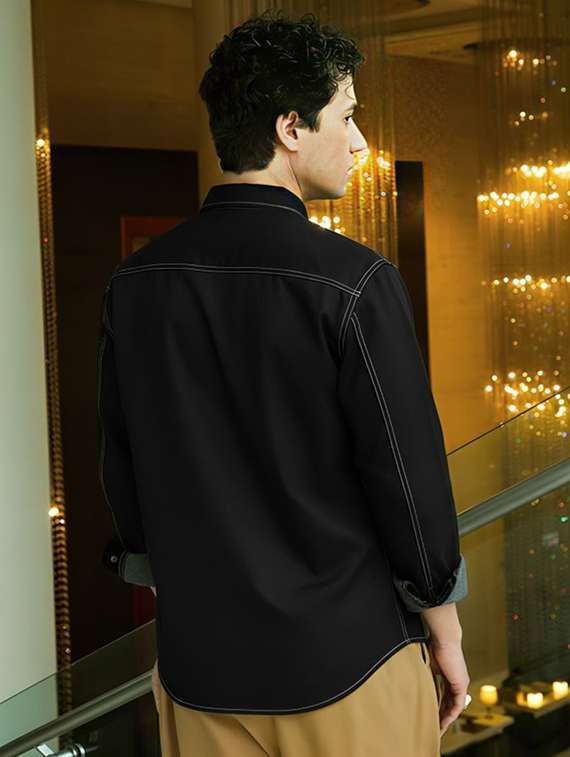 men solid long sleeve regular fit denim casual shirt - 22094509 -  Standard Image - 2