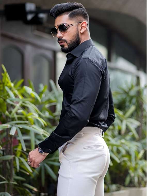 men solid long sleeve slim fit casual shirt - 22094515 -  Standard Image - 2