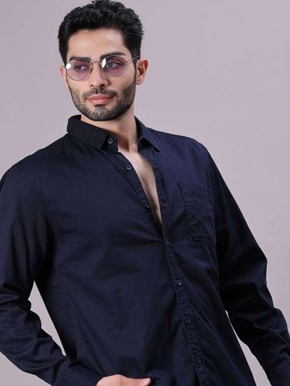 men solid long sleeve regular fit casual shirt