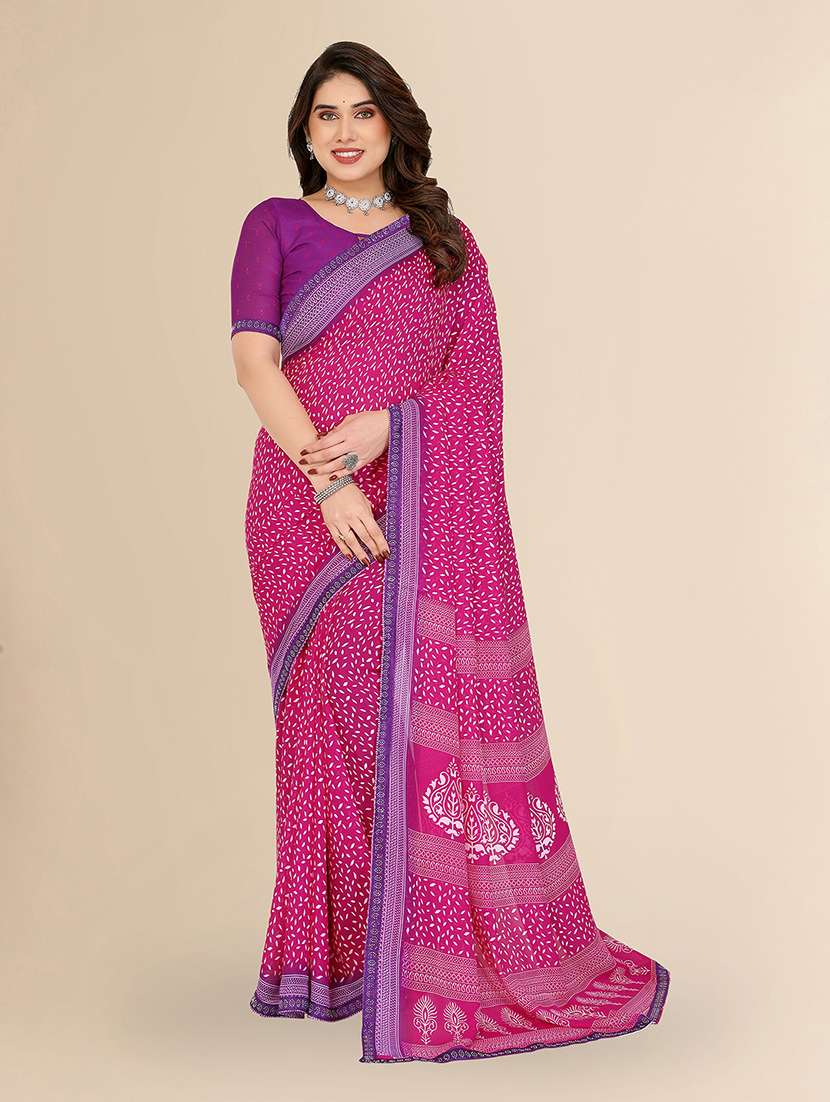 women printed casual wear saree with blouse - 22099389 -  Zoom Image - 0